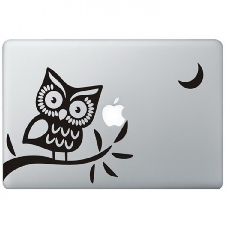 Uil (2) MacBook Sticker Zwarte Stickers